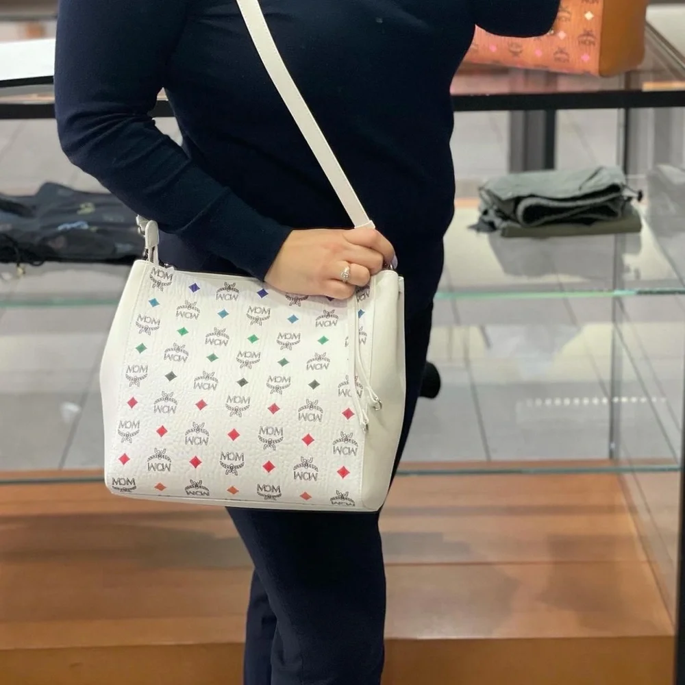 MCM white color medium size hobo$850+ tax - Picture 8 of 9